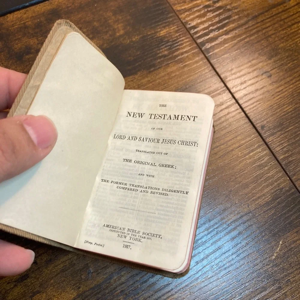 Antique 1917 Military Pocket Bible American Bible Society WW1 New Testament